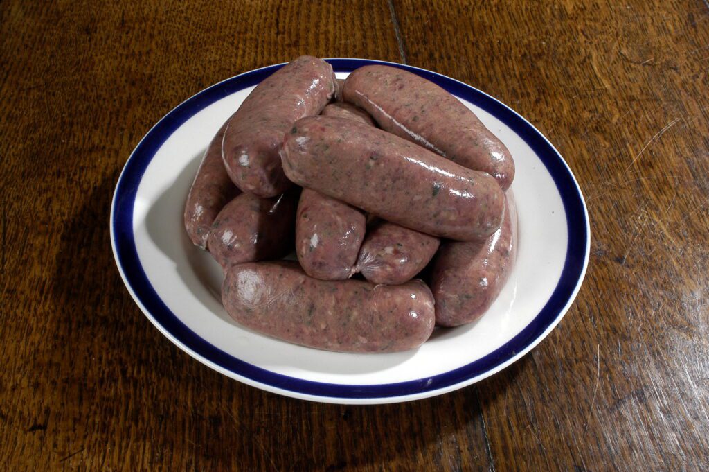 Wild Venison - Products - Wild Venison, Pork and Leek Sausages